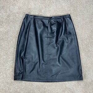 Clio Leather Pencil Skirt Womens 10 Black 100% Genuine Leather Mini Western